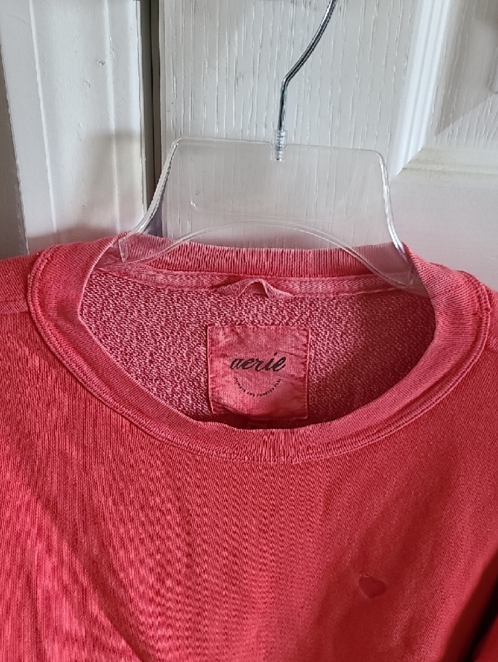 aerie Red Crewneck Sweatshirt with Subtle Heart Detail - Picture 5 of 7